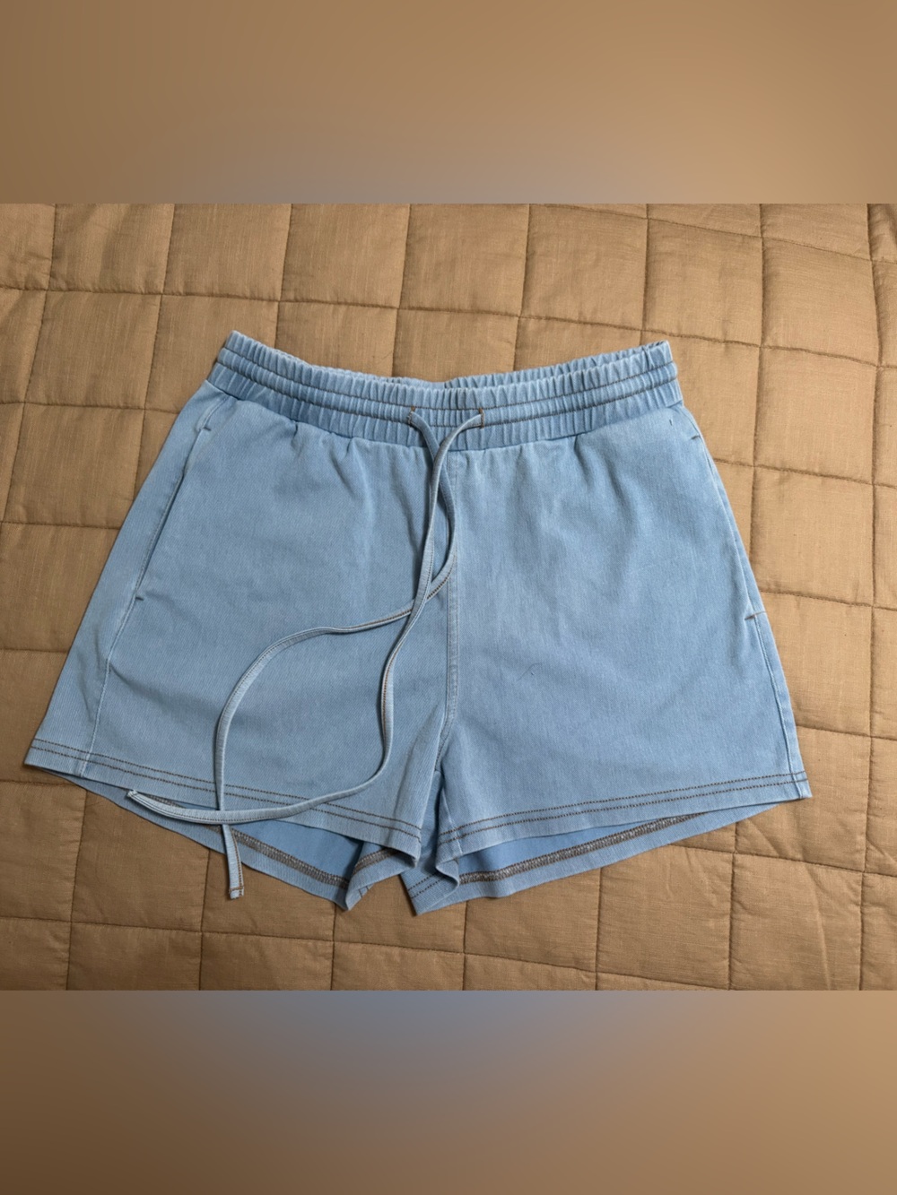 Halara Light Blue Drawstring Soft Denim  Shorts Women’s Size Small